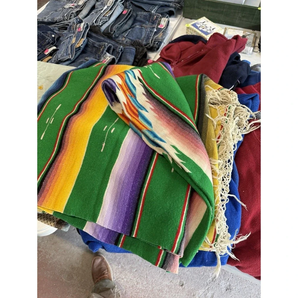 Vintage Mexican Serape Blanket Saltillo Style‎ Southwestern Throw 88x40